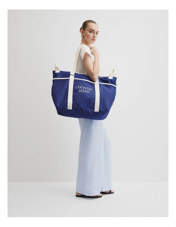 Oversized Beach Bag in Navy image 2