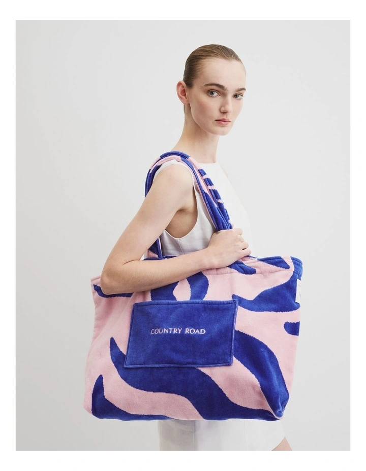 Country Road X Julie White Terry Print Tote in Dawn Pink image 2