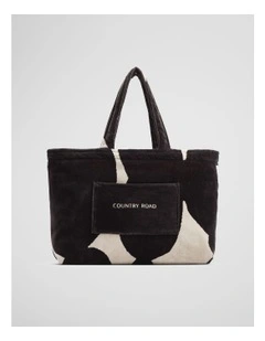 Country Road X Julie White Terry Print Tote in Charcoal Sand
