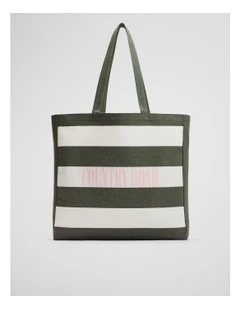 Australian Cotton Embroidered Heritage Shopper in Dark Olive