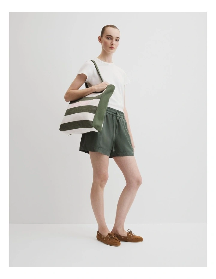 Australian Cotton Embroidered Heritage Shopper in Dark Olive image 2