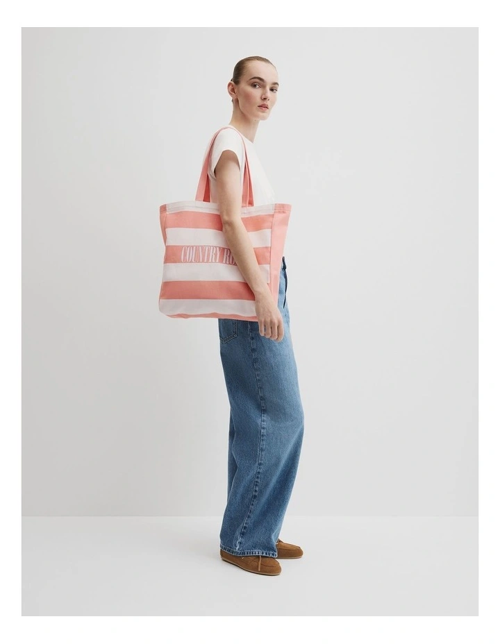 Australian Cotton Embroidered Heritage Shopper in Peach Pink image 2