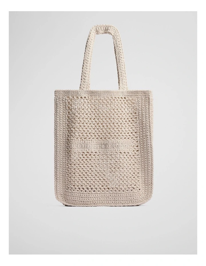Macrame Logo Shopper in Sand image 1