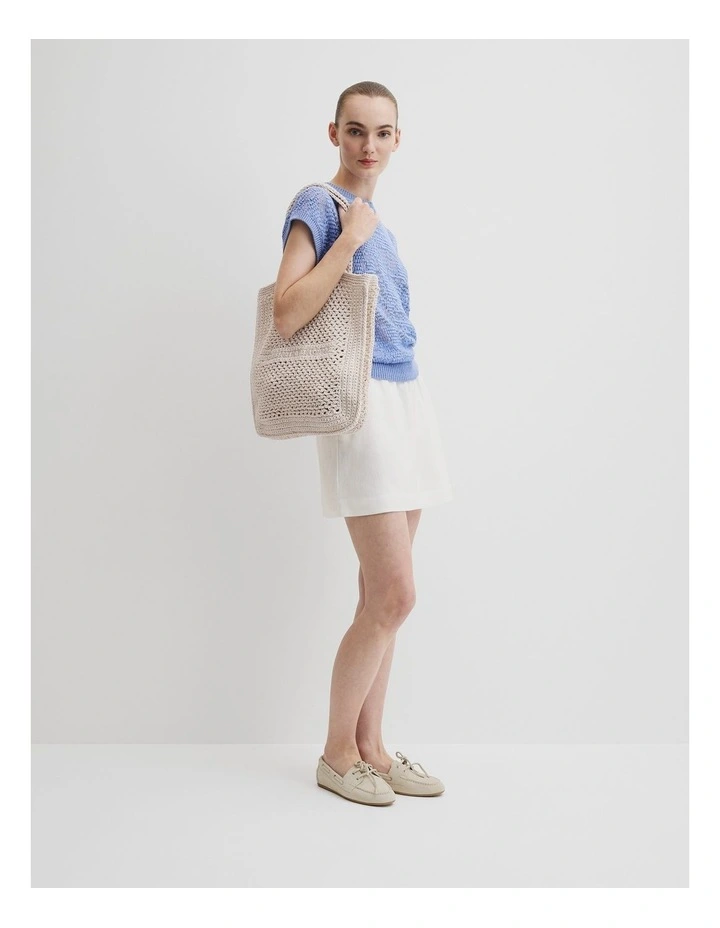 Macrame Logo Shopper in Sand image 2