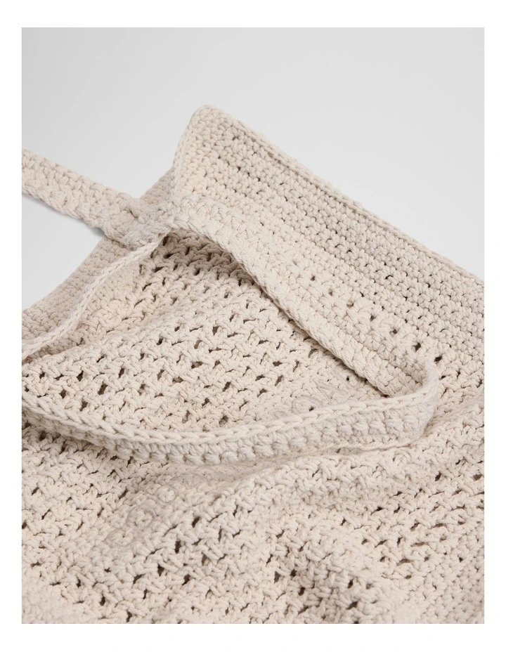 Macrame Logo Shopper in Sand image 4