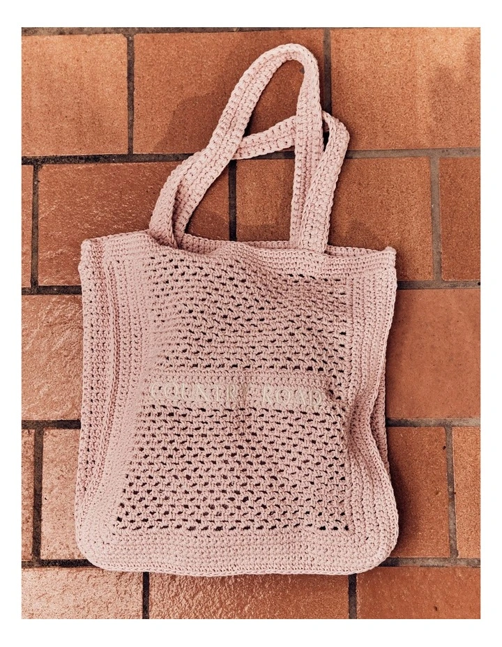 Macrame Logo Shopper in Dawn Pink image 2