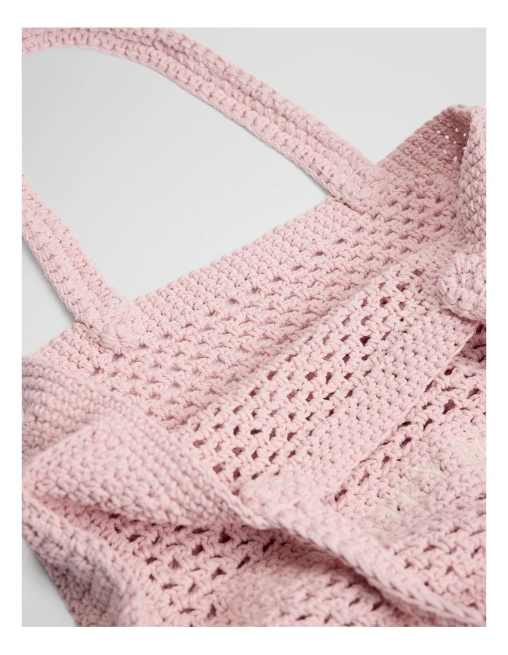 Macrame Logo Shopper in Dawn Pink image 4