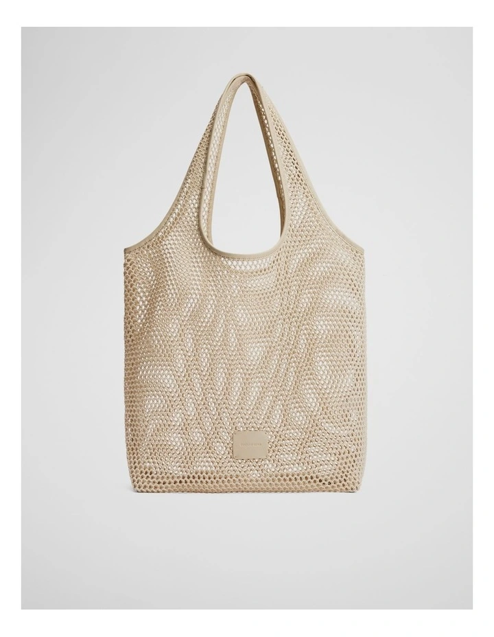 Netted Hobo Shopper Tote Bag in Natural image 1