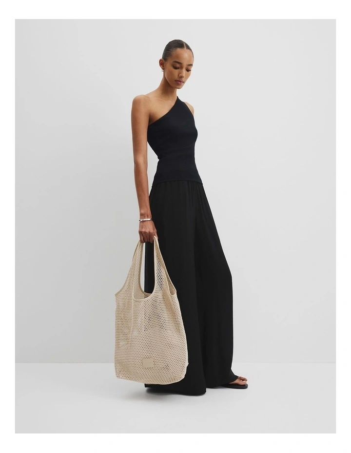 Netted Hobo Shopper Tote Bag in Natural image 2