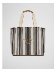 Stripe Fringe Tote in Natural