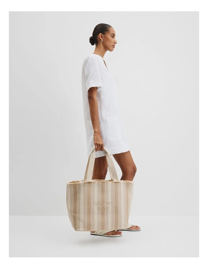 Stripe Fringe Tote in Tahini image 2