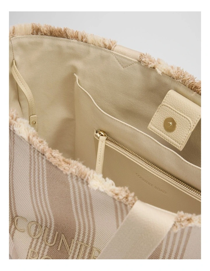 Stripe Fringe Tote in Tahini image 3