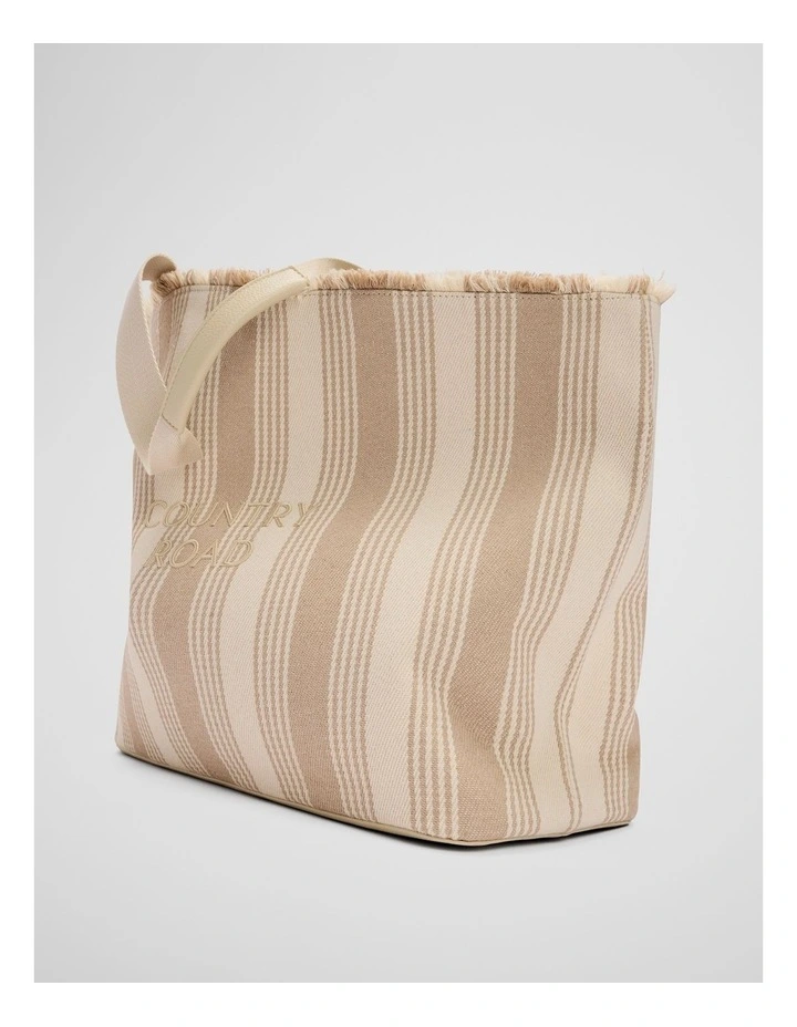 Stripe Fringe Tote in Tahini image 4