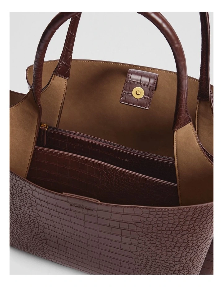 High Low Tote Bag in Chocolate image 3