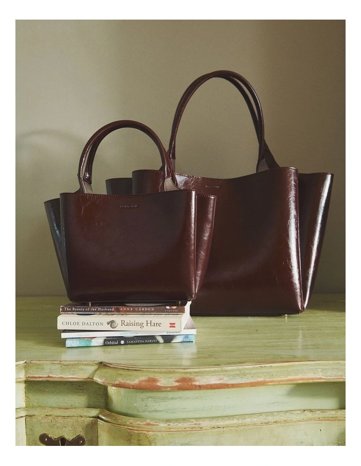 Mini High Low Tote in Plum image 2