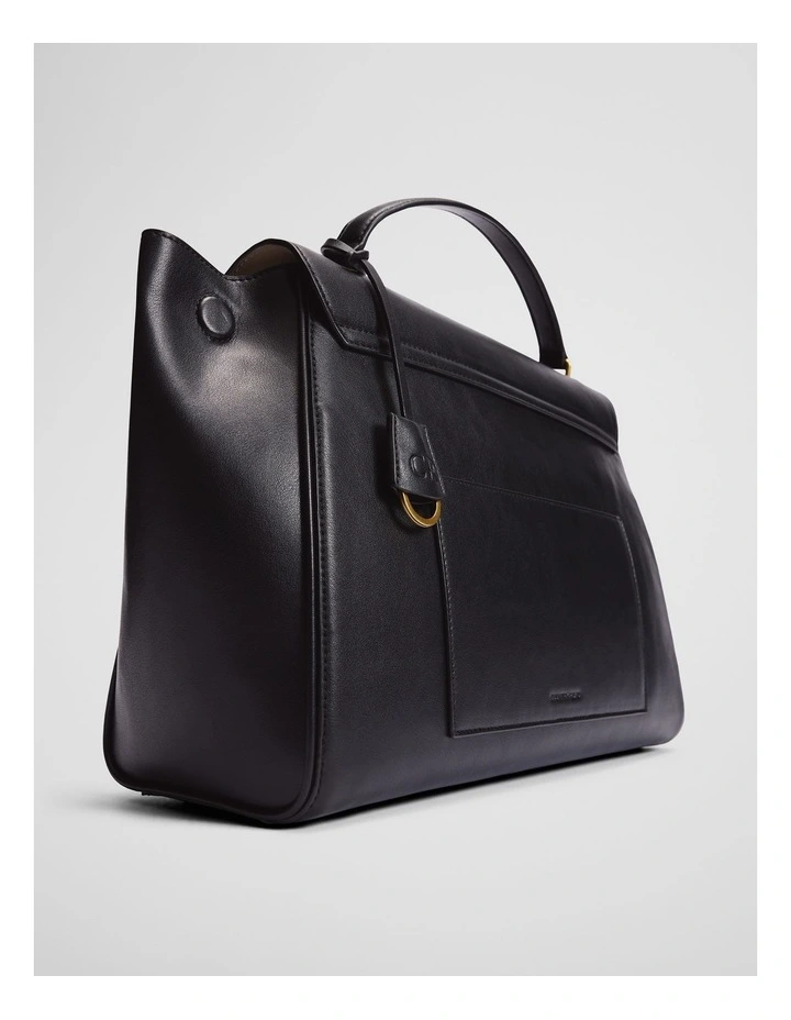 Turn Lock Shoulder Bag in Black image 3