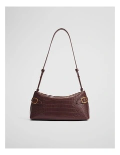 Buckle Detail Shoulder Bag in Chocolate
