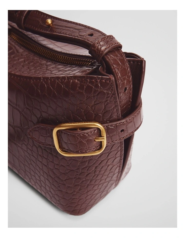 Buckle Detail Shoulder Bag in Chocolate image 3