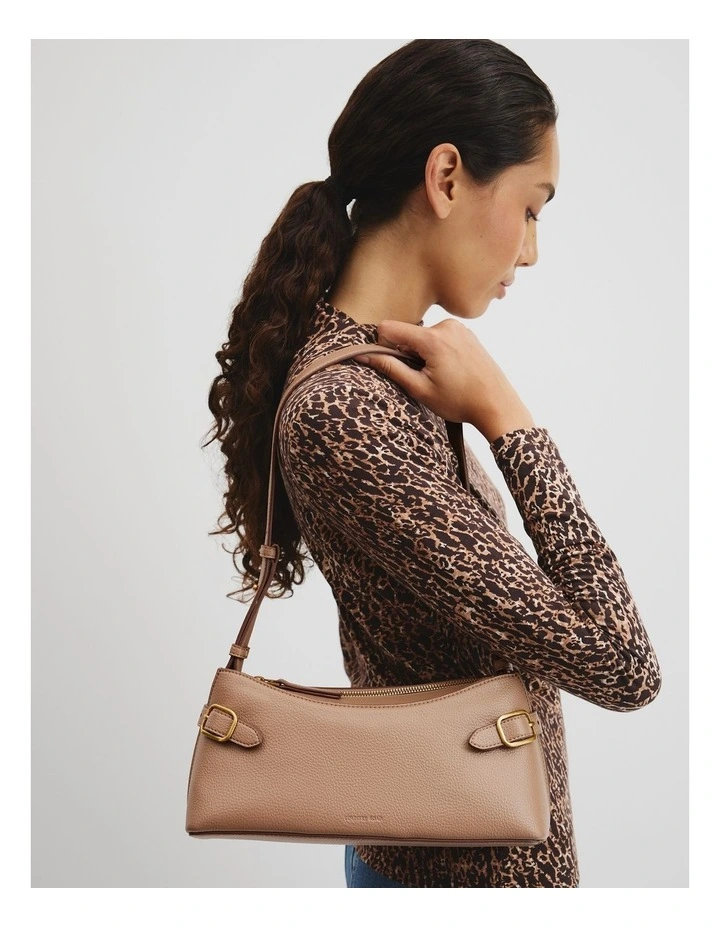 Buckle Detail Shoulder Bag in Cognac image 2