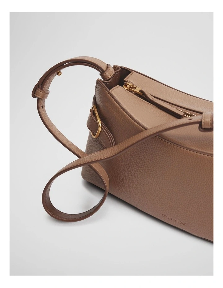 Buckle Detail Shoulder Bag in Cognac image 3