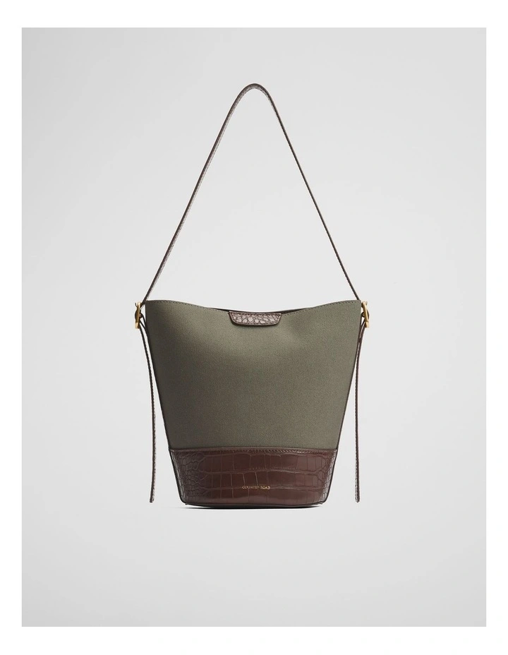 Structured Bucket Bag in Olive image 1