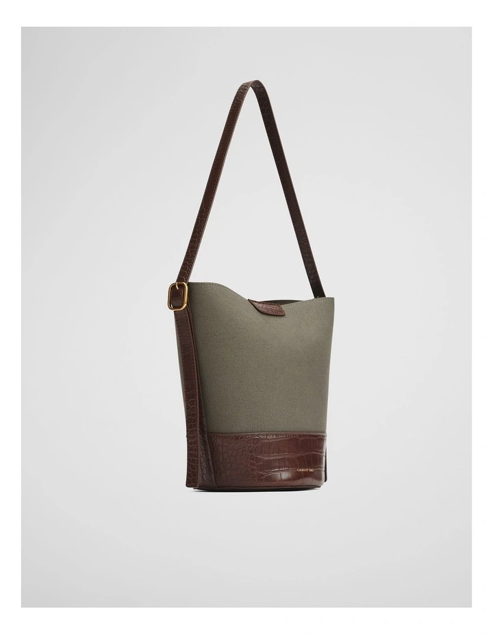 Structured Bucket Bag in Olive image 3