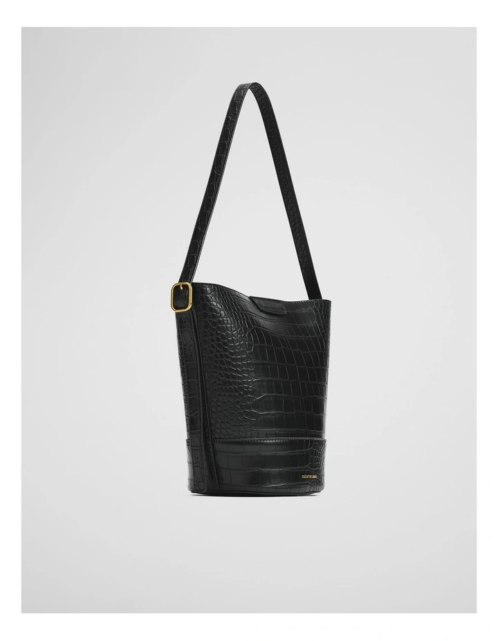 Structured Bucket Bag in Black image 3