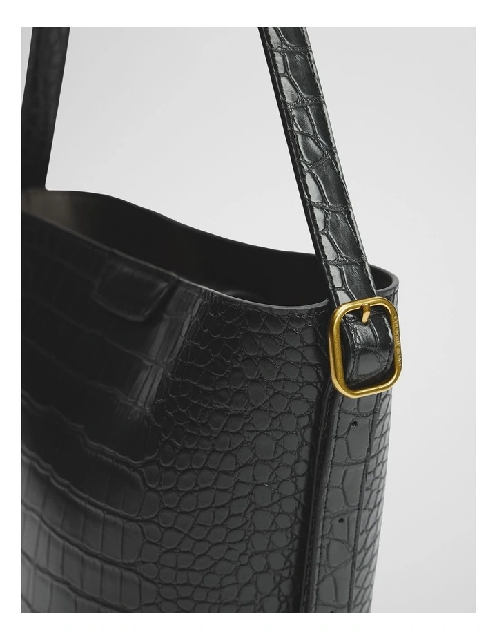 Structured Bucket Bag in Black image 4