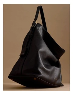 Isla Leather Tote Bag in Black