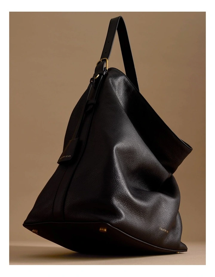 Isla Leather Tote Bag in Black image 1