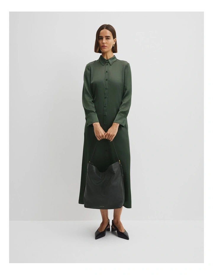 Isla Leather Tote Bag in Black image 3