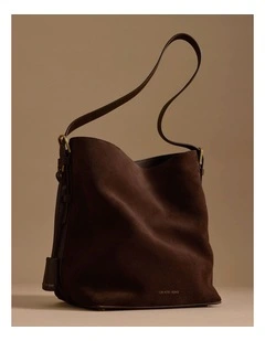 Isla Leather Bucket Bag in Chocolate