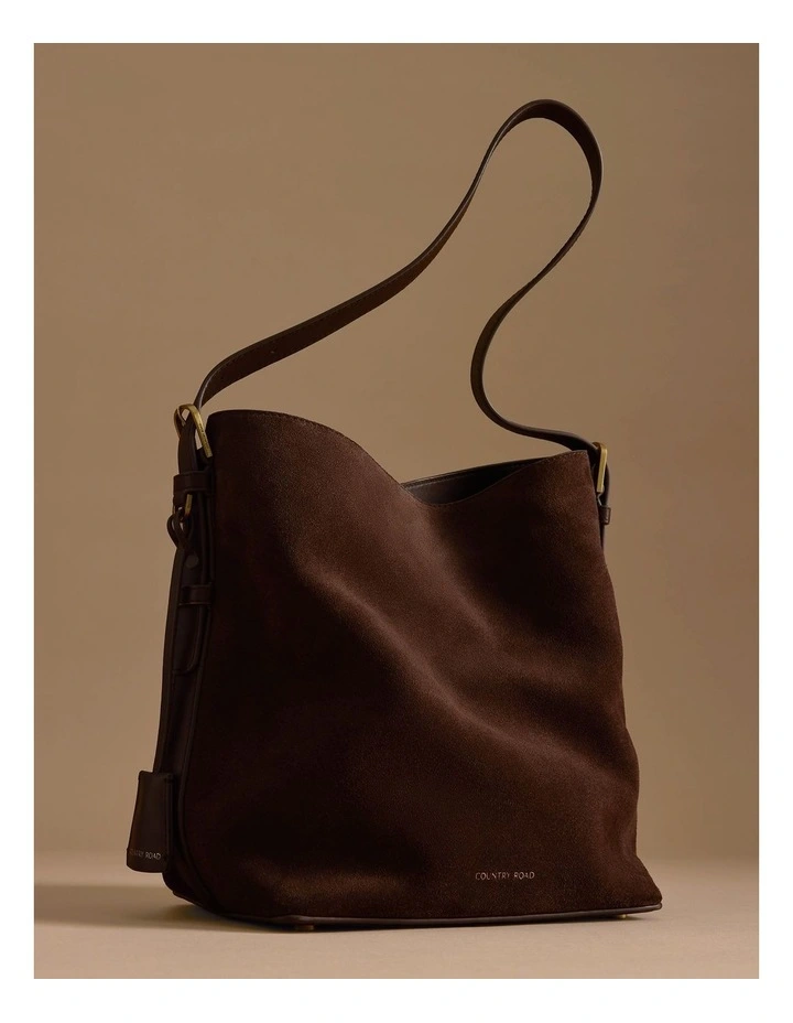 Isla Leather Bucket Bag in Chocolate image 1