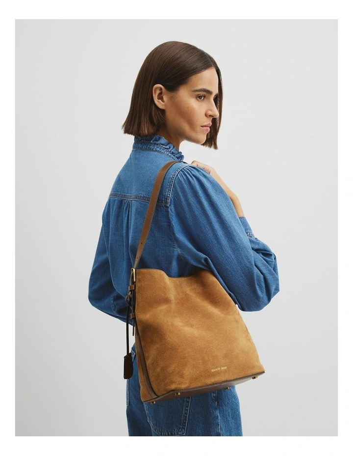 Isla Leather Bucket Bag in Camel image 3
