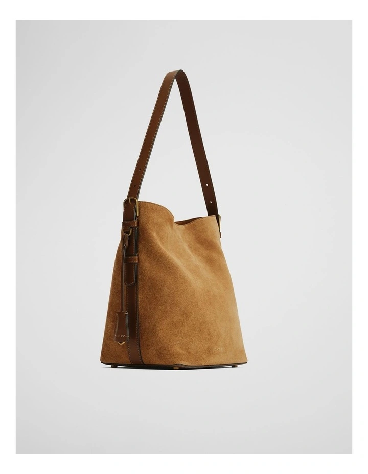 Isla Leather Bucket Bag in Camel image 4