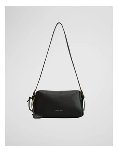 Isla Leather Shoulder Bag in Black