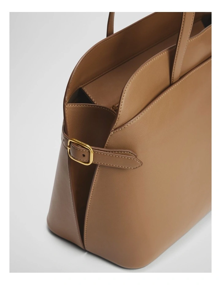 Buckle Detail Tote in Cognac image 3