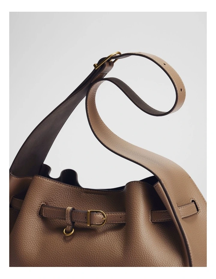 Soft Gathered Shoulder Bag in Cognac image 3