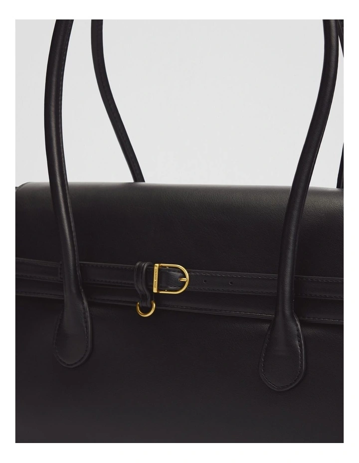 Top Flap Shoulder Bag in Black image 3