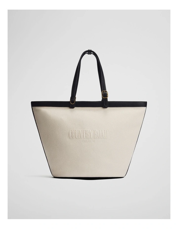 Curved Logo Shopper in Ecru image 1