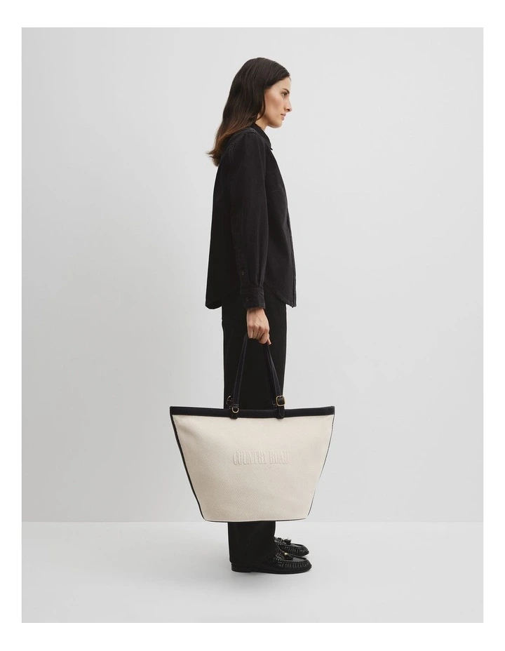 Curved Logo Shopper in Ecru image 2