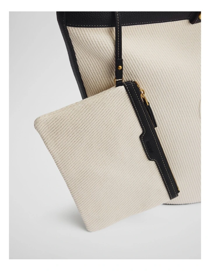 Curved Logo Shopper in Ecru image 3