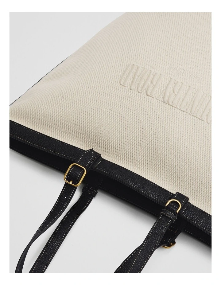 Curved Logo Shopper in Ecru image 4