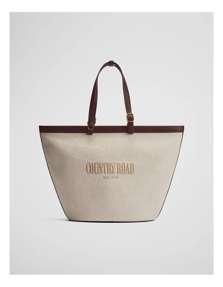 Curved Logo Shopper in Sand image 1