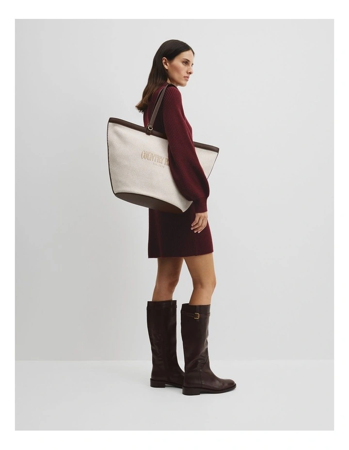 Curved Logo Shopper in Sand image 2