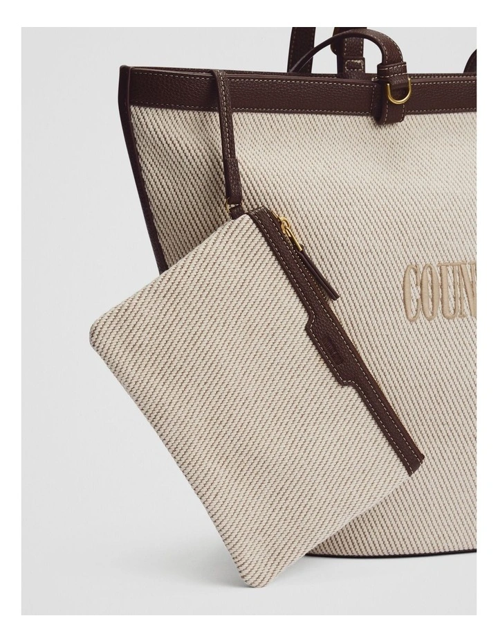 Curved Logo Shopper in Sand image 3