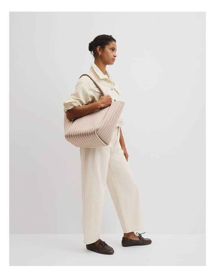 Stripe Knit Shopper in Natural image 2