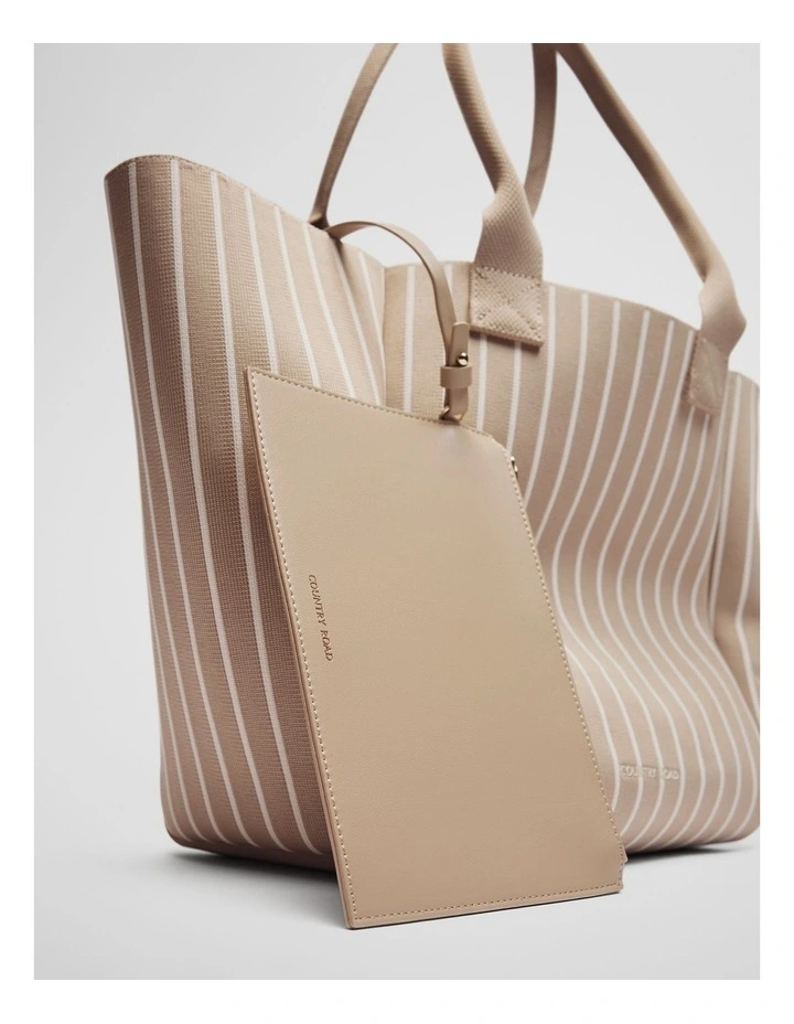 Stripe Knit Shopper in Natural image 3