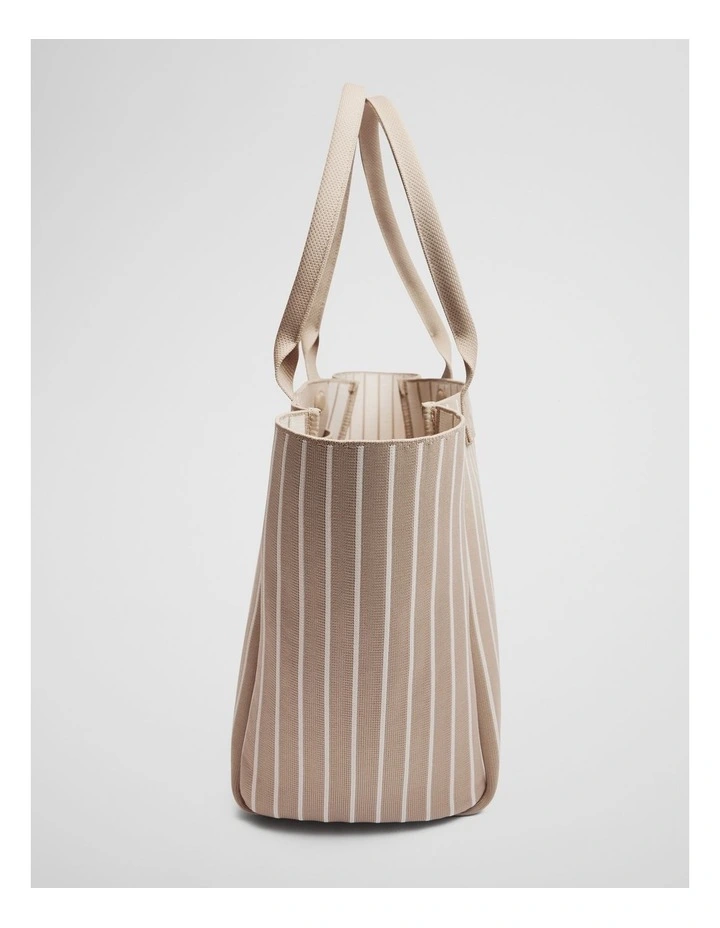 Stripe Knit Shopper in Natural image 4