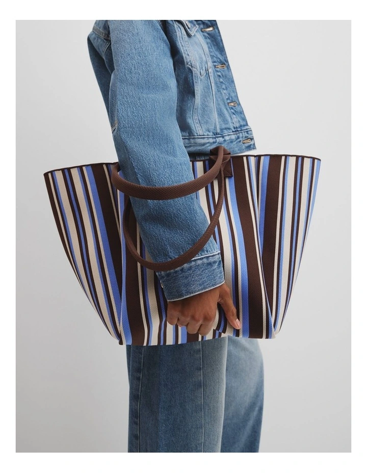 Stripe Knit Shopper in Blue Multi image 2